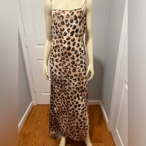 Zara Leopard Print Slip Dress/  zipper on the side/Size Small